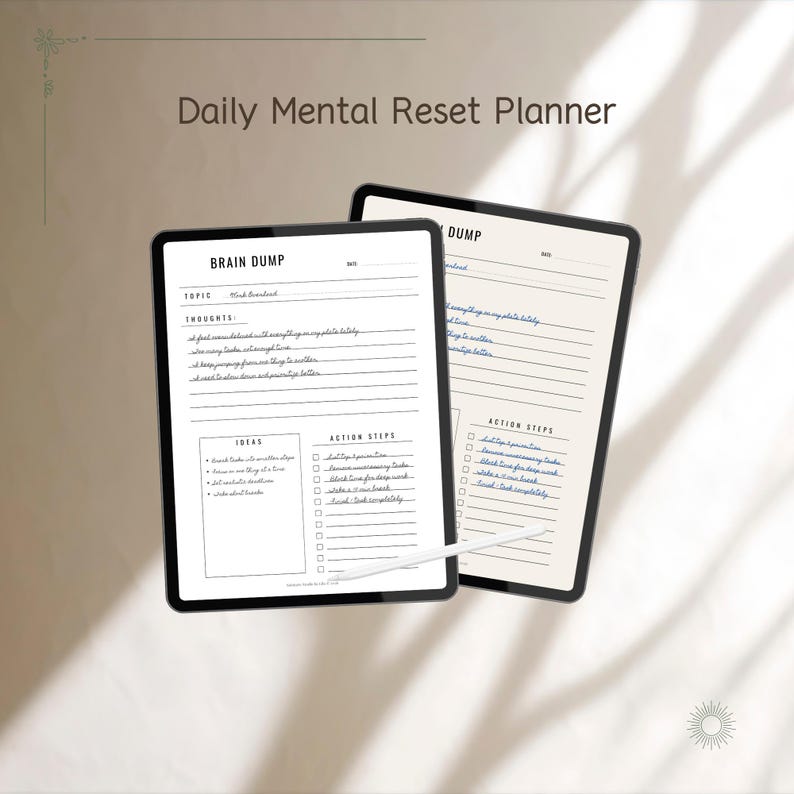 Brain Dump Printable | Mental Reset Checklist | ADHD Thought Organizer ...