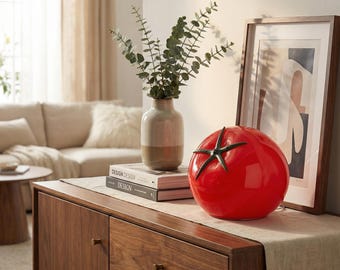 Glass Tomato Lamp, Aesthetic Fruit Table Lamp, Cute Kitchen Decor Light, USB LED Night Light, Unique Gift Lighting