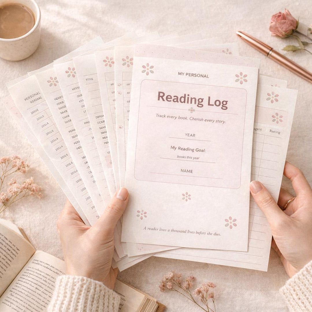 Reading Log Printable PDF | Soft Feminine Book Tracker | US Letter ...