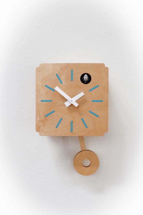 Blue Quadri Modern Cuckoo Clock Etsy