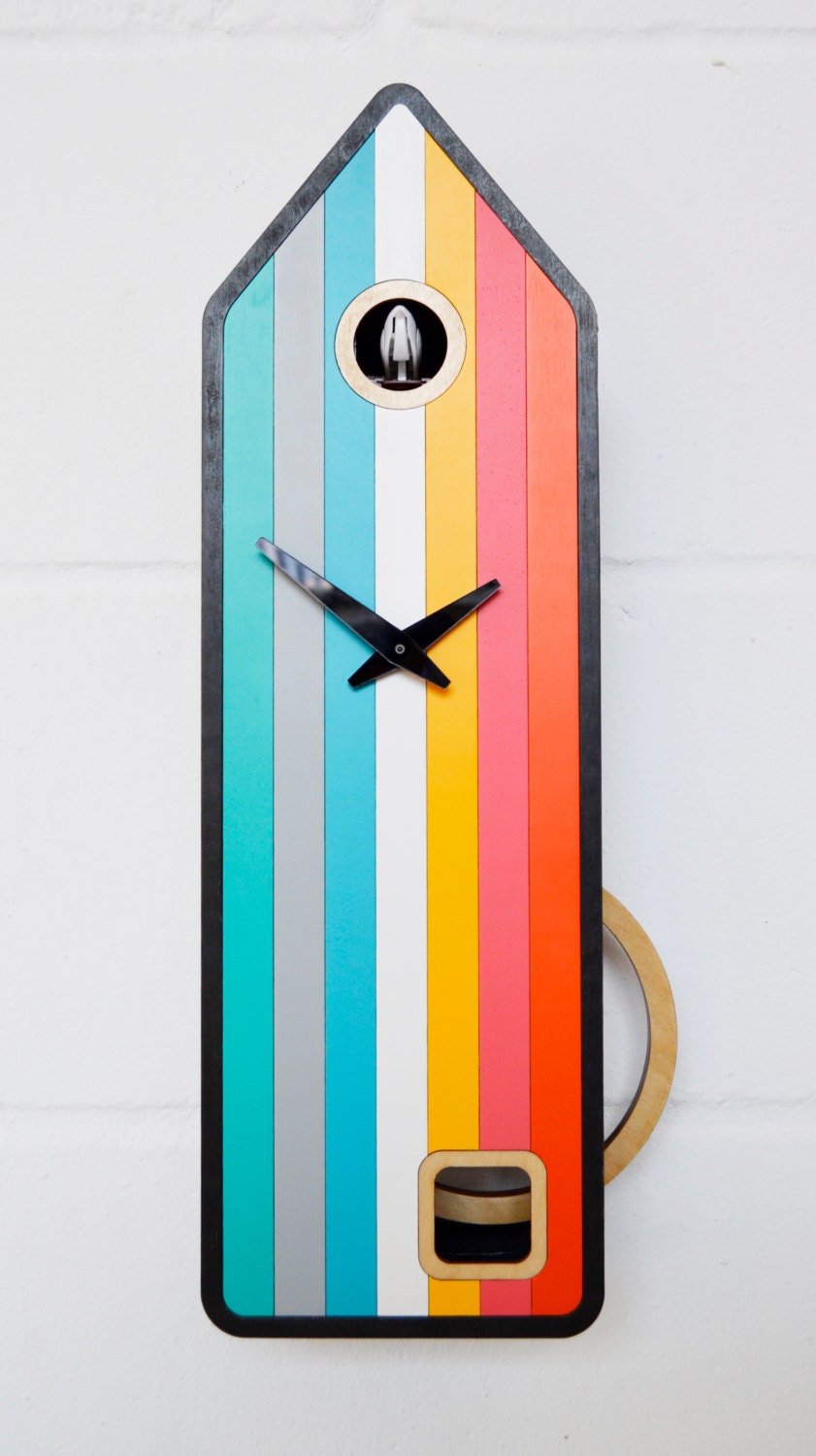 Colorhouse Modern Cuckoo Clock Inspired by Black Forest Etsy