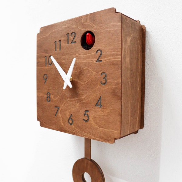 Quercus Numerical - Modern Cuckoo Clock in Walnut