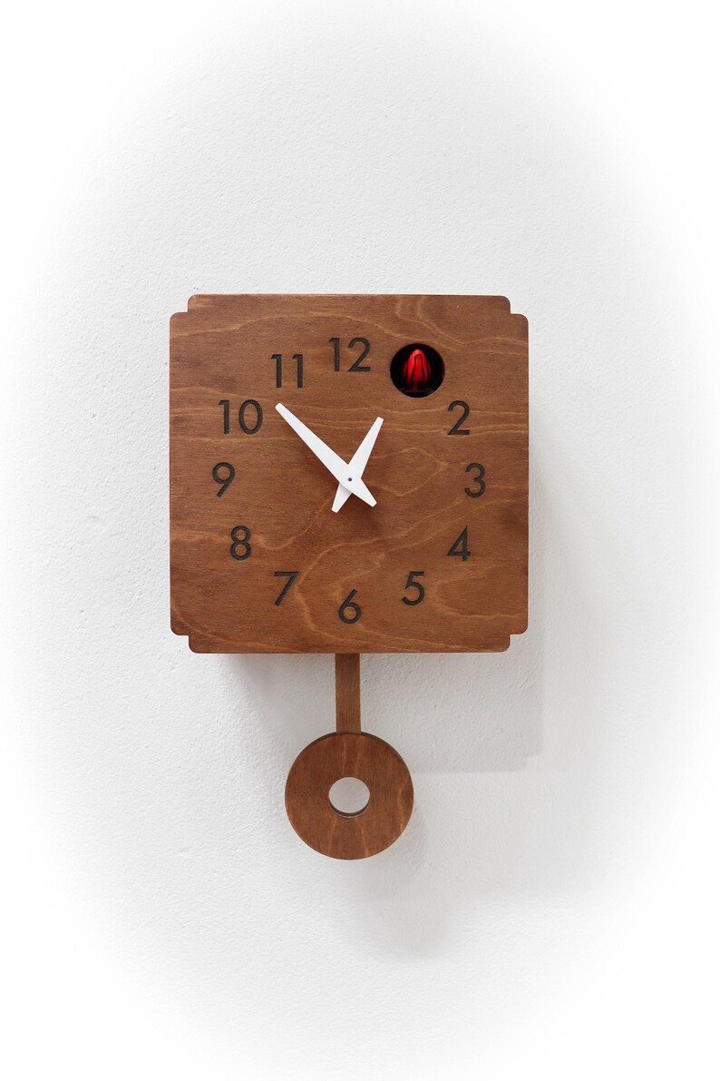 Quercus Numerical Modern Cuckoo Clock in Walnut Etsy