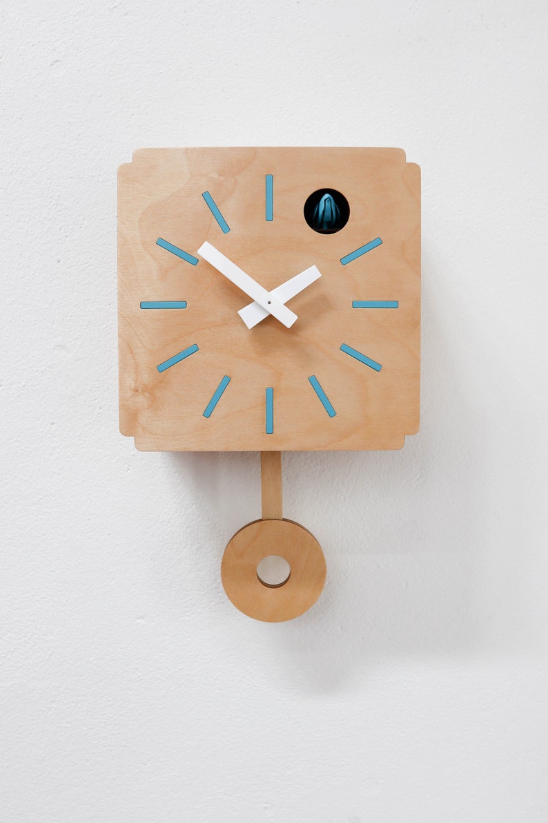 Blue Quadri Modern Cuckoo Clock Etsy