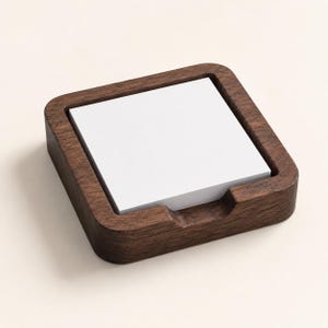 Soporte para notas Post-it de nogal, soporte de madera para notas adhesivas, organizador de escritorio moderno, accesorio de escritorio de madera maciza