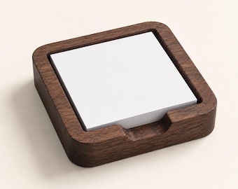 Porte-notes en noyer, Porte-notes autocollant en bois, Organiseur de bureau moderne, Accessoire de bureau en bois massif