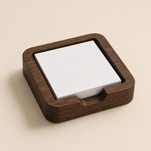 Walnut Post It Note Holder, Wooden Sticky Note Holder, Modern Desk Organizer, Solid Wood Desk Accessory