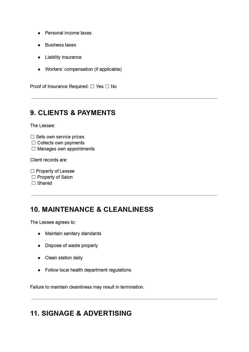 Barber Booth Rental Agreement Template | Editable DOC & PDF Contract - Etsy