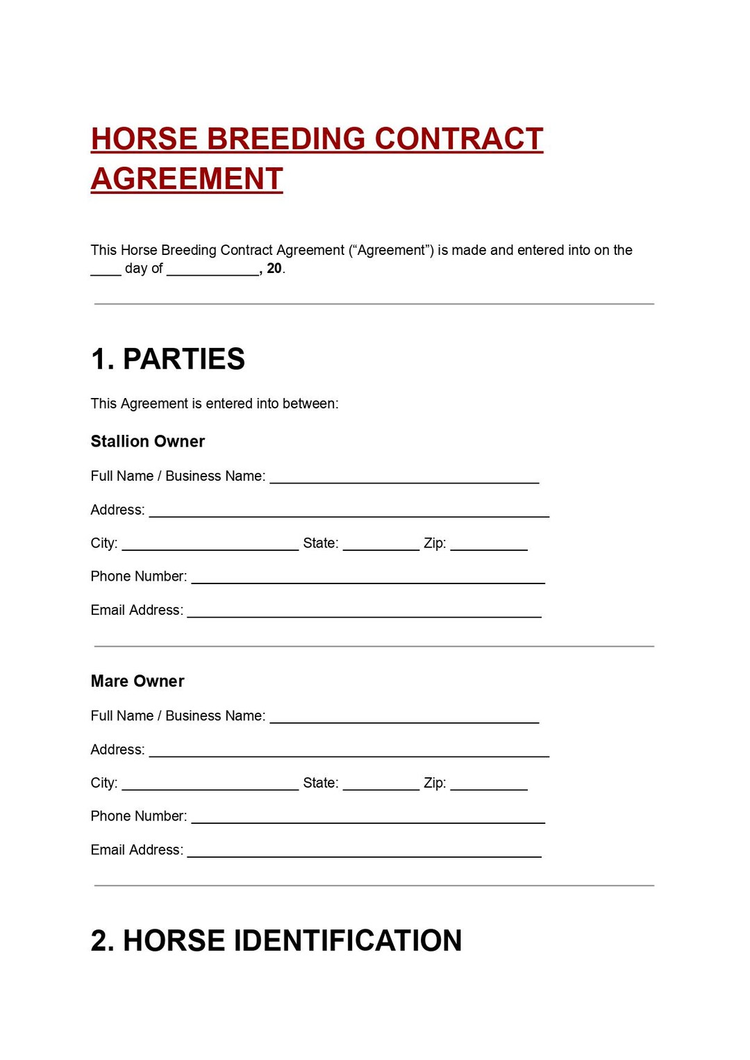 Image 3 for Stallion Breeding Contract Templates