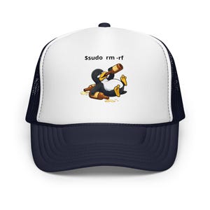 Linux Sudo rm -rf Penguin Trucker Hat – Programmer Meme Cap