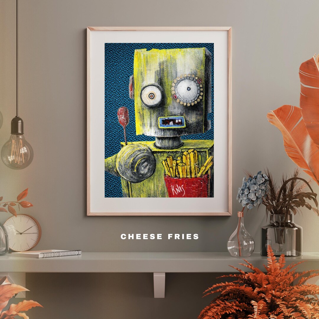 Cheese Fries: Robot Portrait | Rusted Robot Art (digital Download) - Etsy
