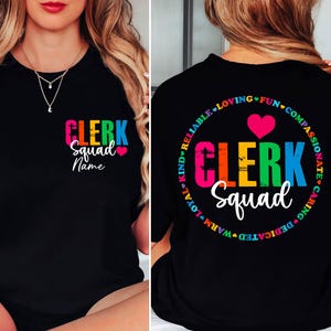 Clerk Squad SVG PNG, Custom Office Clerk Team Shirt Design, Personalized Attendance Clerk Sublimation Svg, Business Admin, Funny Work Group