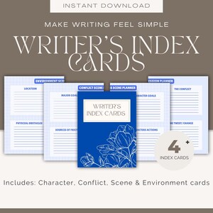 Writer's Scene Planning Cards | Character, Conflict, Setting, Plot (Digital Download)