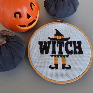 Witch Halloween Cross Stitch Digital PDF Pattern