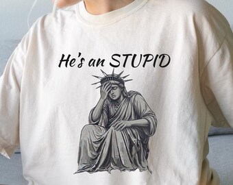 He is an Stupıd Shirt Liberty Facepalm Tee Anti Trump Gifts Funny Political Shirt Sarcastic Democrat Tee