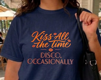 Kiss All The Time Disco Occasionally Baby Tee, Harry Concert Merch Shirt, Trendy Aesthetic Graphic Top, Retro Music Fan Gift