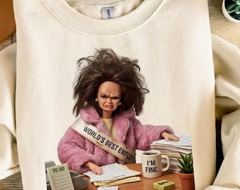 Funny Tired Office Worker T-shirt, Sarcastic Corporate Girl Gift, Messy Hair Doll Tee, Gift for Her