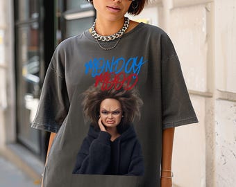 Monday Mood T-shirt, Funny Tired Doll Tee, Corporate Burnout Shirt, Sarcastic Gift for Office Coworker