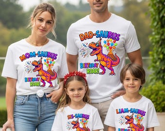 Personalized Dinosaur Birthday Family Shirts, Matching Dinosaurus Party Tees, Custom Boy Birthday Roar T-shirt, Saurus Family Outfit