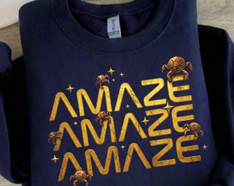 Golden Spider Alien Sweatshirt Outer Space Adventure Shirt Retro Sci-Fi Gift for Astronomy Fans