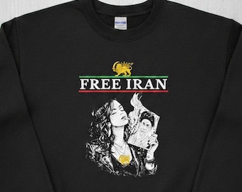 Free Iran Sweatshirt Woman Life Freedom Persian Lion Sun Flag Shirt Iranian Protest Shirt Gift for Iranian Women Empowerment ActivistApparel