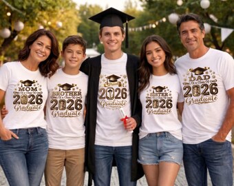 Class of 2026 Graduation Family Shirts, Matching Graduate Mom Dad Sister Brother Tee, Proud Senior 2026 Party Outfit, Personalized Gift