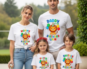 Custom Family Birthday Lion Shirts, Personalized Matching Family Birthday Outfits, Mommy Daddy Brother Sister Of The Birthday Boy