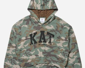 KAT Camo Cropped Hoodie, Leopard Lined Hood, Daniela Graphic Sweatshirt