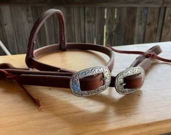 Beautiful Quality Headstall, Single Ear - Double Buckle Harness Leather. Jeremiah Watt buckles. Free Ship.