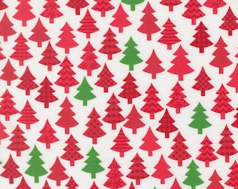 Moda, Snow Time-Red Trees- yardage, SOLD in HALF yard increments 22502 24-Red