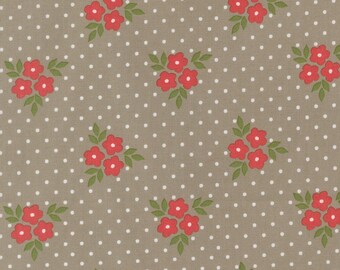 Moda Poinsettia and Pear - Stone w/red flower yardage, SOLD in HALF yard increments #37712 17