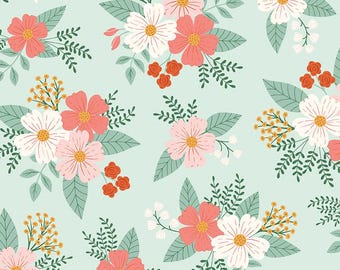 Riley Blake-Meadow Moments Main Mint yardage, SOLD in HALF yard increments #C17230-MINT