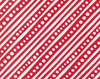 Moda, Snow Time- White/Red Stripes -yardage, SOLD in HALF yard increments 22504 14-Red