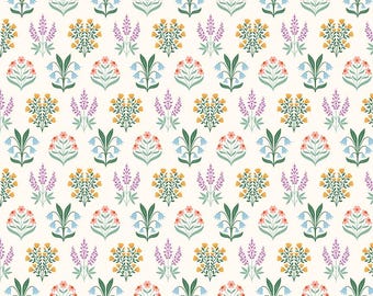 Riley Blake-Meadow Moments Cream Blossom Trail yardage, SOLD in HALF yard increments #C17233-CREAM