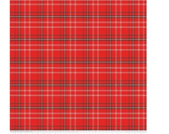 Riley Blake Happy Haven Red Plaid yardage, SOLD in HALF yard increments C-17625-Red
