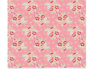 Riley Blake, Peach Cobbler Posie Pink by Lilly Ashbury yardage, SOLD in HALF yard increments #C 17421- Pink