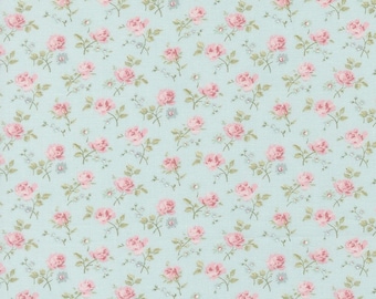 Moda, Abide Light Blue Floral Cotton Fabric by Brenda Riddle (Half Yard) 18791 14