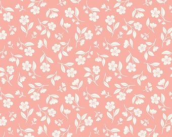 Riley Blake-Meadow Moments Coral Drifting Blooms yardage, SOLD in HALF yard increments #C17232-CORAL