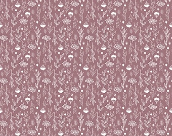 Riley Blake, Evening On The Prairie Autumn Floral Mauve yardage, SOLD in HALF yard increments