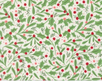 Moda-Merrily On High- Holly Snow yardage, SOLD in HALF yard increments # 43211 11