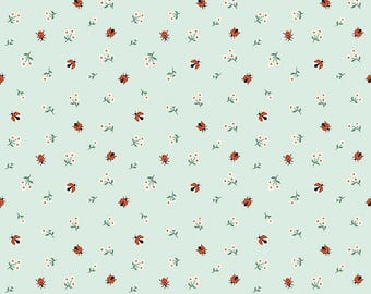 Riley Blake-Meadow Moments Mint Ladybugs yardage, SOLD in HALF yard increments #C17236-MINT