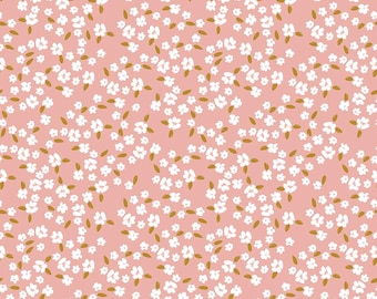 Riley Blake Petals & Hazel -Blossoms Coral SOLD in HALF yard increments C18222-CORAL