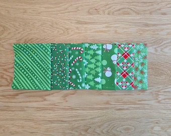 Moda Snow Time By Me And my Sister - Petite Curated Fat Quarter Bundle- 7pc. GREENS