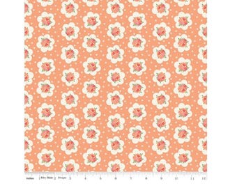 Riley Blake, Peach Cobbler Tea Tin Rose Peach, by Lilly Ashbury yardage, SOLD in HALF yard increments #C 17423-Peach