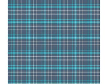Riley Blake Happy Haven Navy Plaid yardage, SOLD in HALF yard increments C-17625-navy