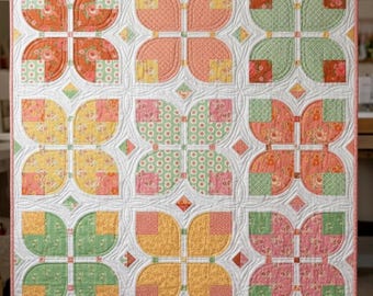 Garden Dreams Quilt Kit with Riley Blakes Peach Cobbler Fabric By Lily Asbury