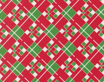 Moda, Snow Time- Red Plaid- yardage, SOLD in HALF yard increments 22505 14-Red