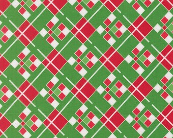 Moda, Snow Time- Green plaid- yardage, SOLD in HALF yard increments 22505 13