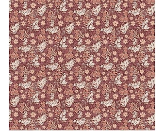 Riley Blake, Evening On The Prairie Ditsy Floral Marsala yardage, SOLD in HALF yard increments
