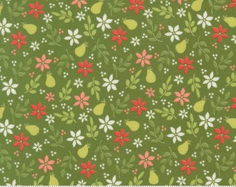 Moda Poinsettia and Pear - Evergreen yardage, SOLD in HALF yard increments #37711 14